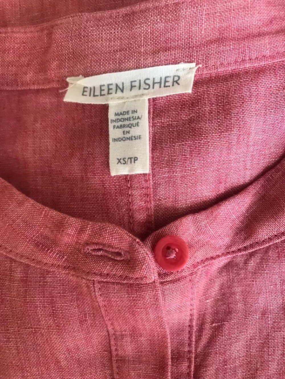 $258 Eileen Fisher Organic Linen Delave Mandarin Collar Shirtdress** US XS - Picture 3 of 5